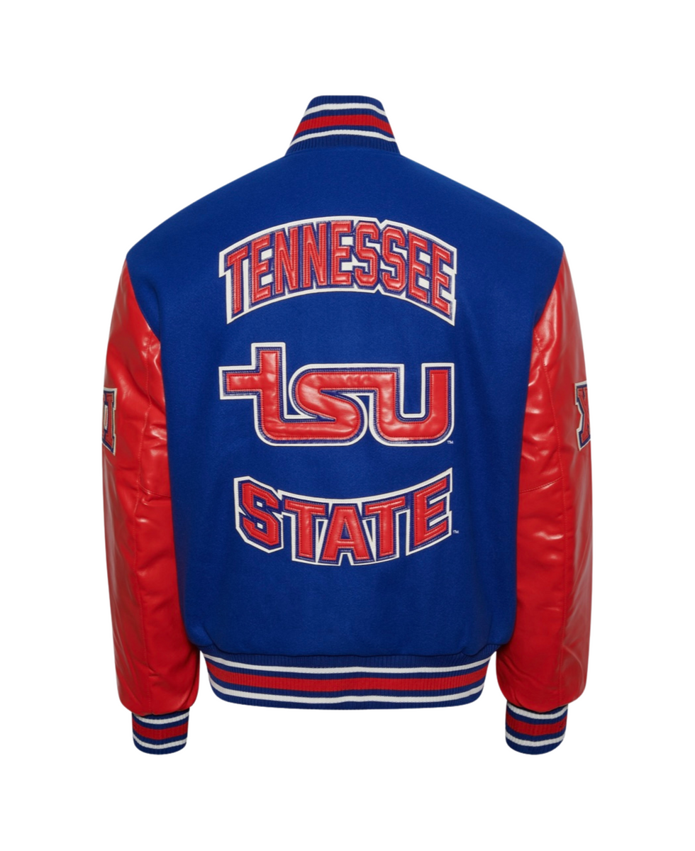 simply complicated スタジャン varsity jacket Men) Tennessee State University Varsity Jacket – Campus Remix