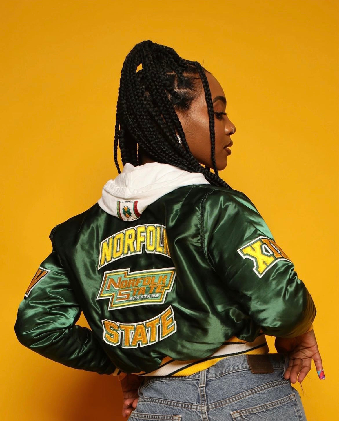 Letterman Jacket Norfolk State University Hoodie Green/Gold