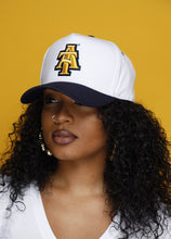 Load image into Gallery viewer, North Carolina A&amp;T State University (White &amp; Navy) SnapBack